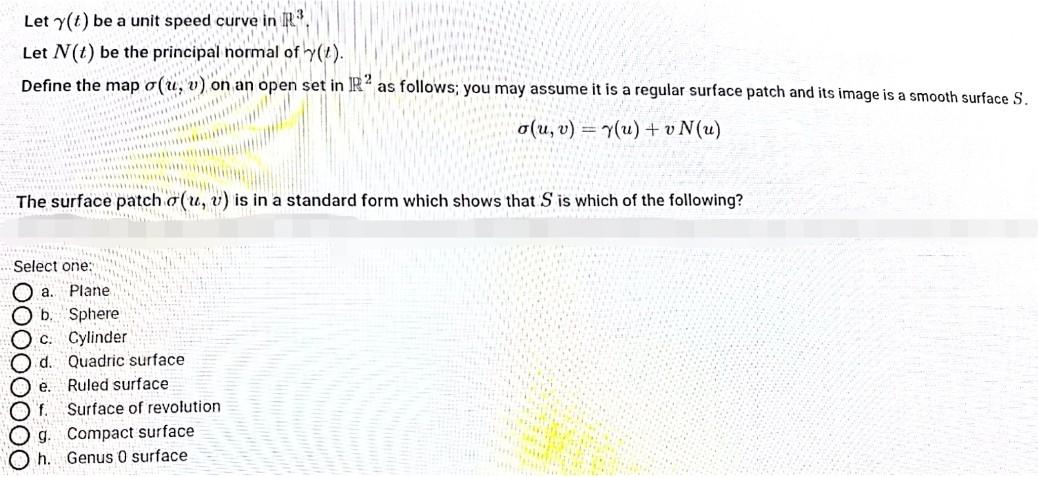 Let y(t ) be a unit speed curve in In Let /V(t)