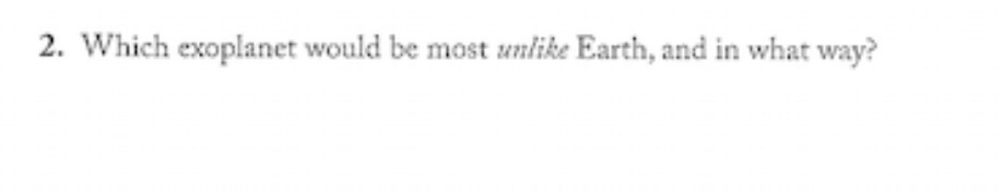 2. Which mplanct would be most mm: Earth, and in