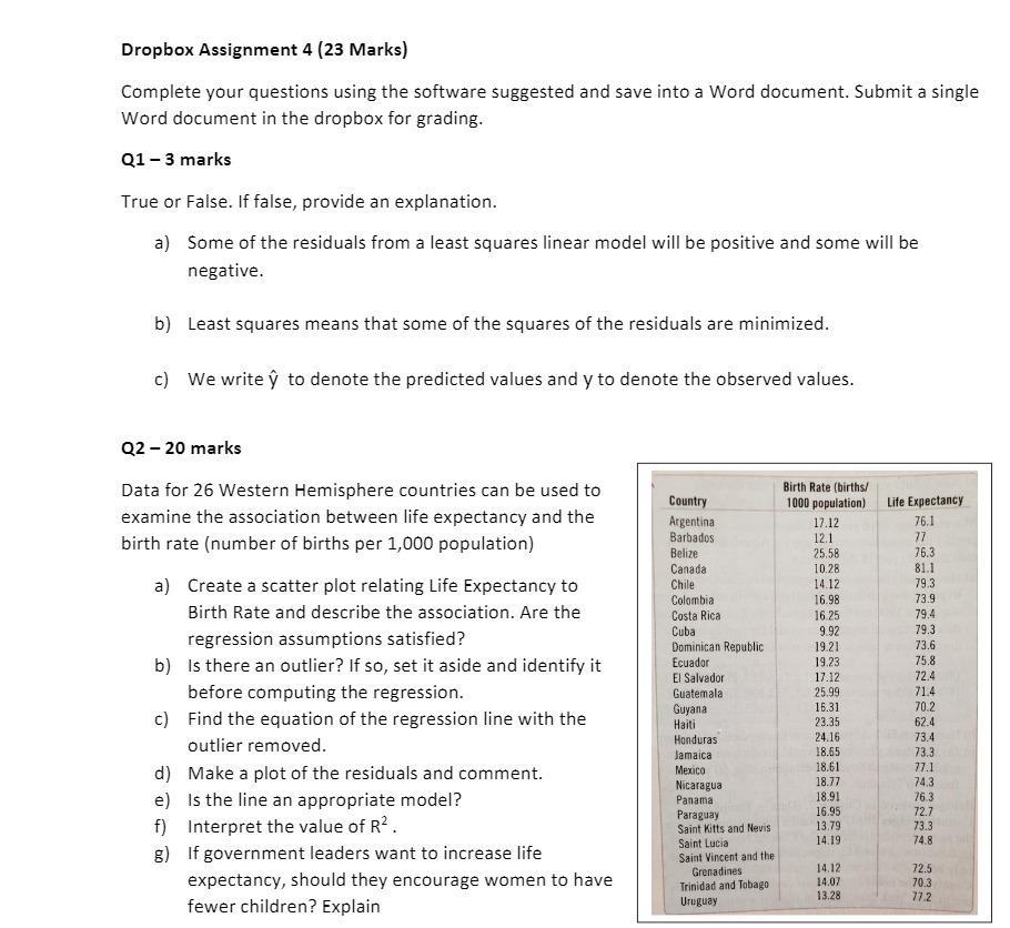 Dropbox Assignment 4 {23 Marks) Complete your