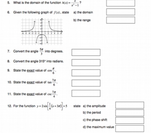 5. What is the domain of the function A(x) =- -?
