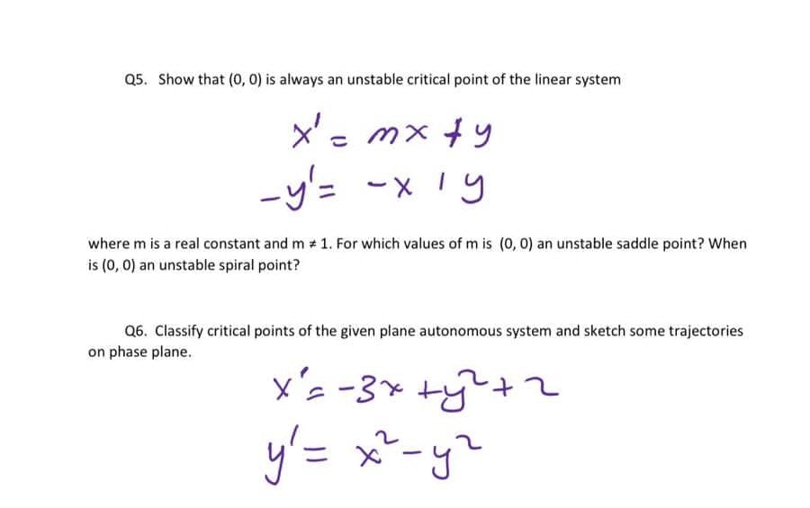 Q4. The general Solution of the linear System