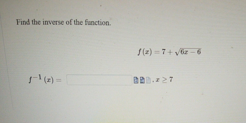 Not sure how to get rid of 6y Find the inverse of