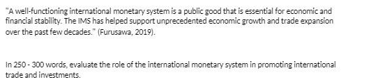 "A well-functioning international monetary system