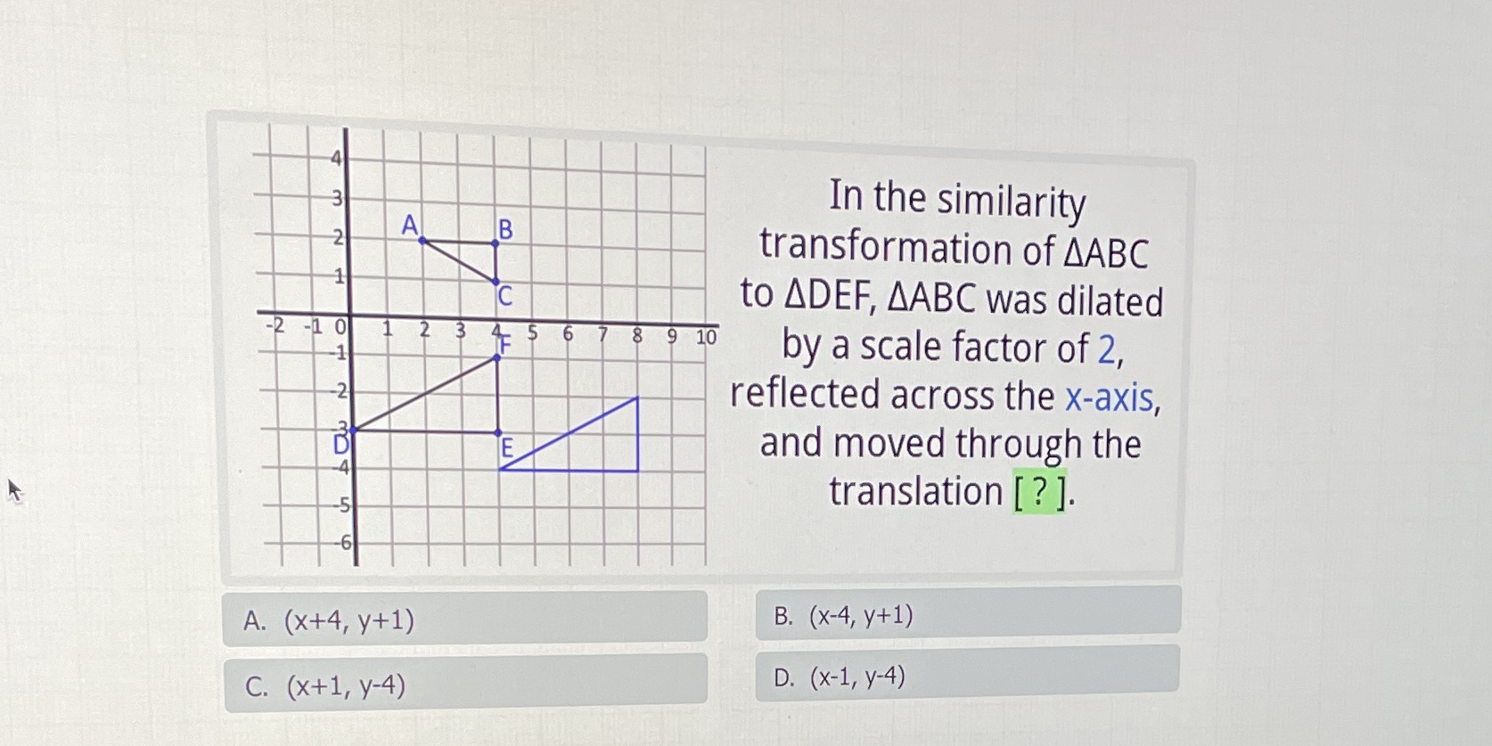 In the similarity A B transformation of AABC C to