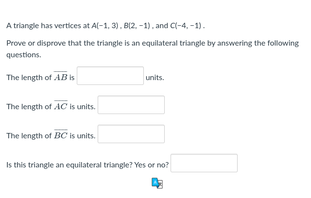 what is the length of ab in units? what is the