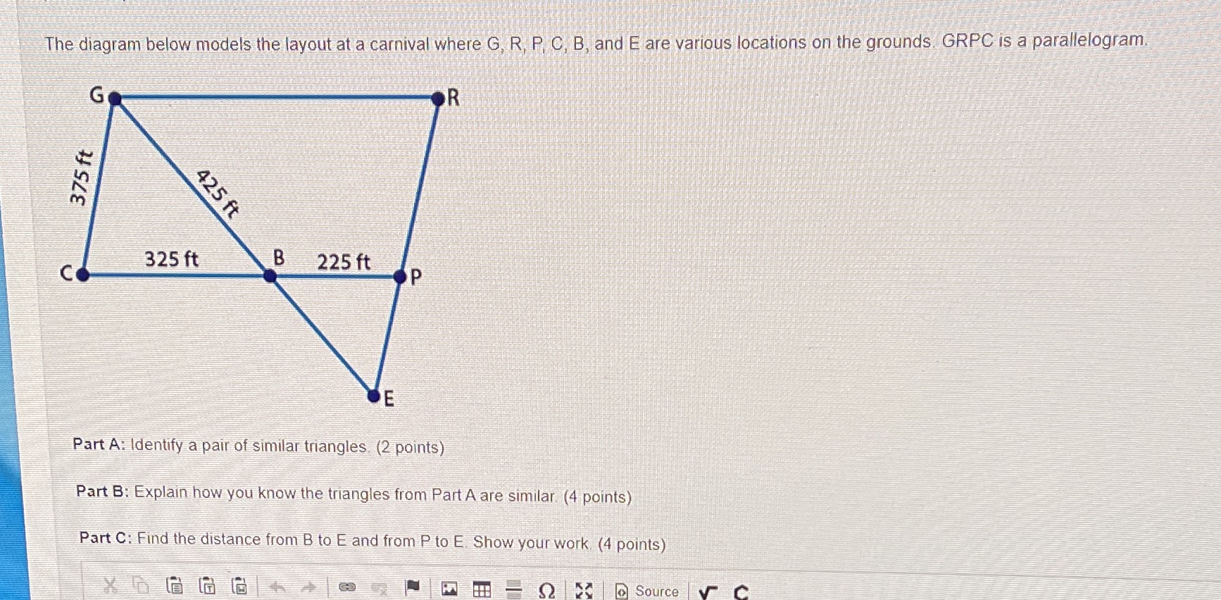 The diagram below models the layout at a carnival