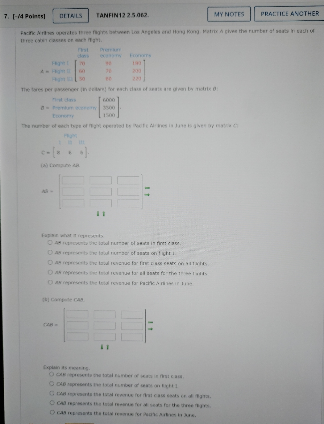7. [-/4 Points] DETAILS TANFIN12 2.5.062. MY
