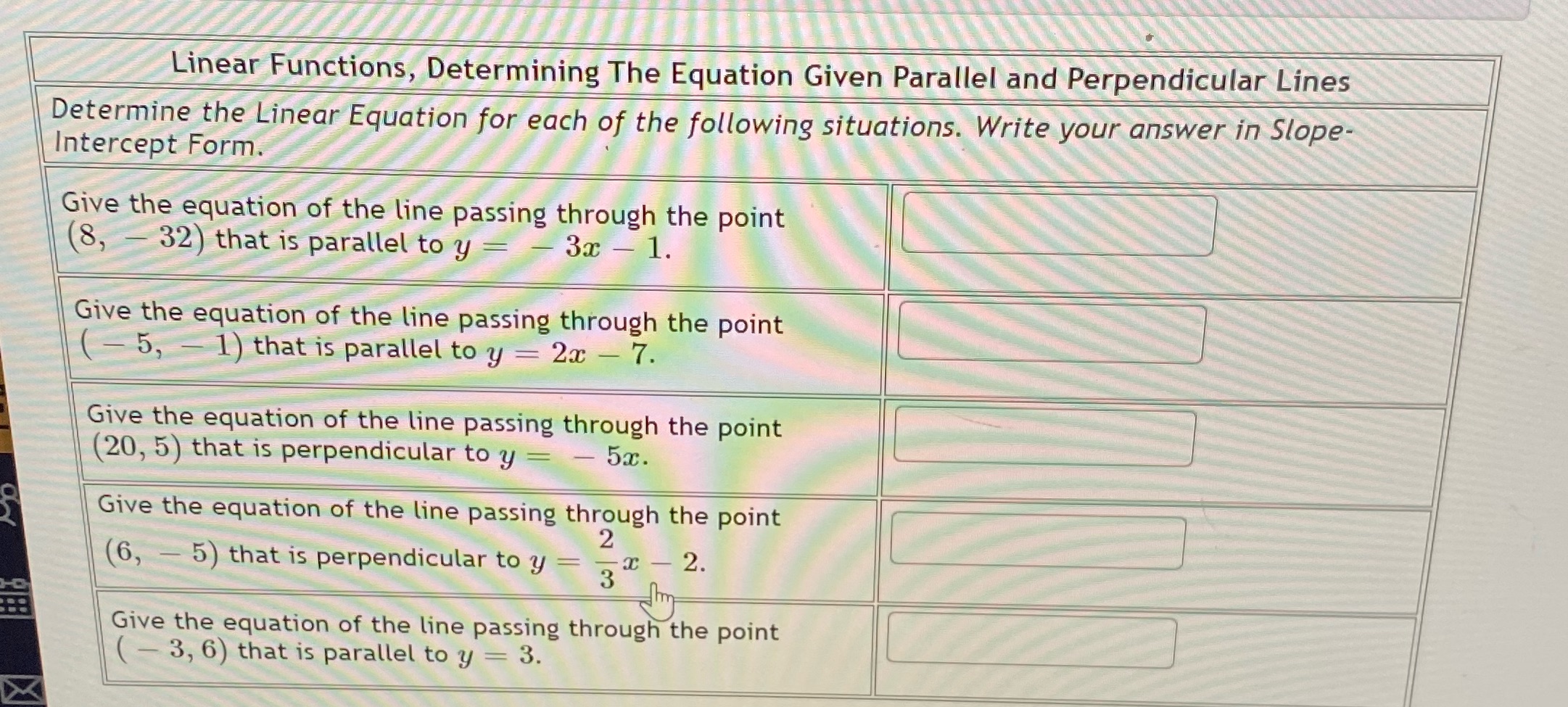 Answer asap Linear Functions, Determining The