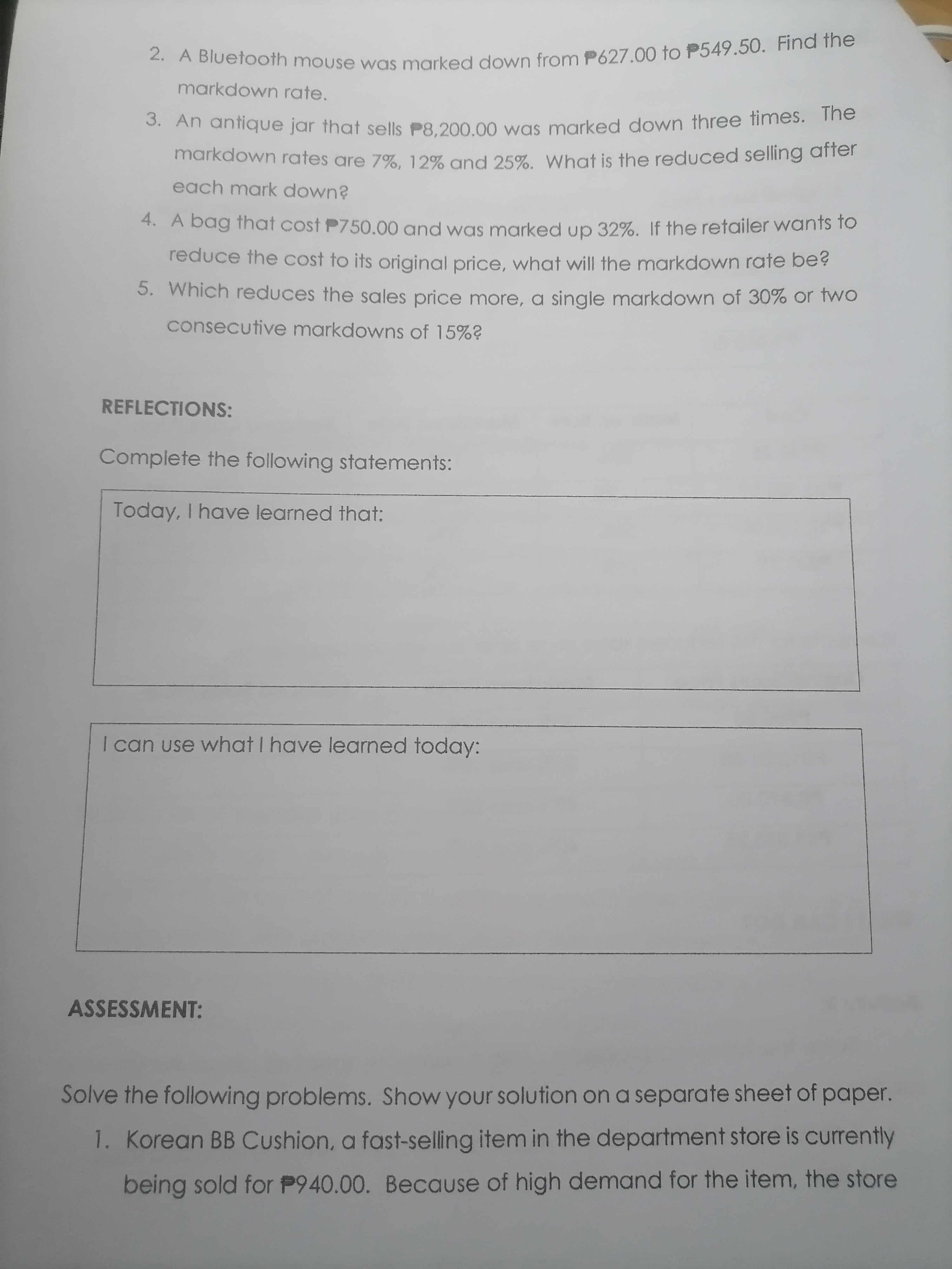 decided to apply a mark-on percentage of 27%.