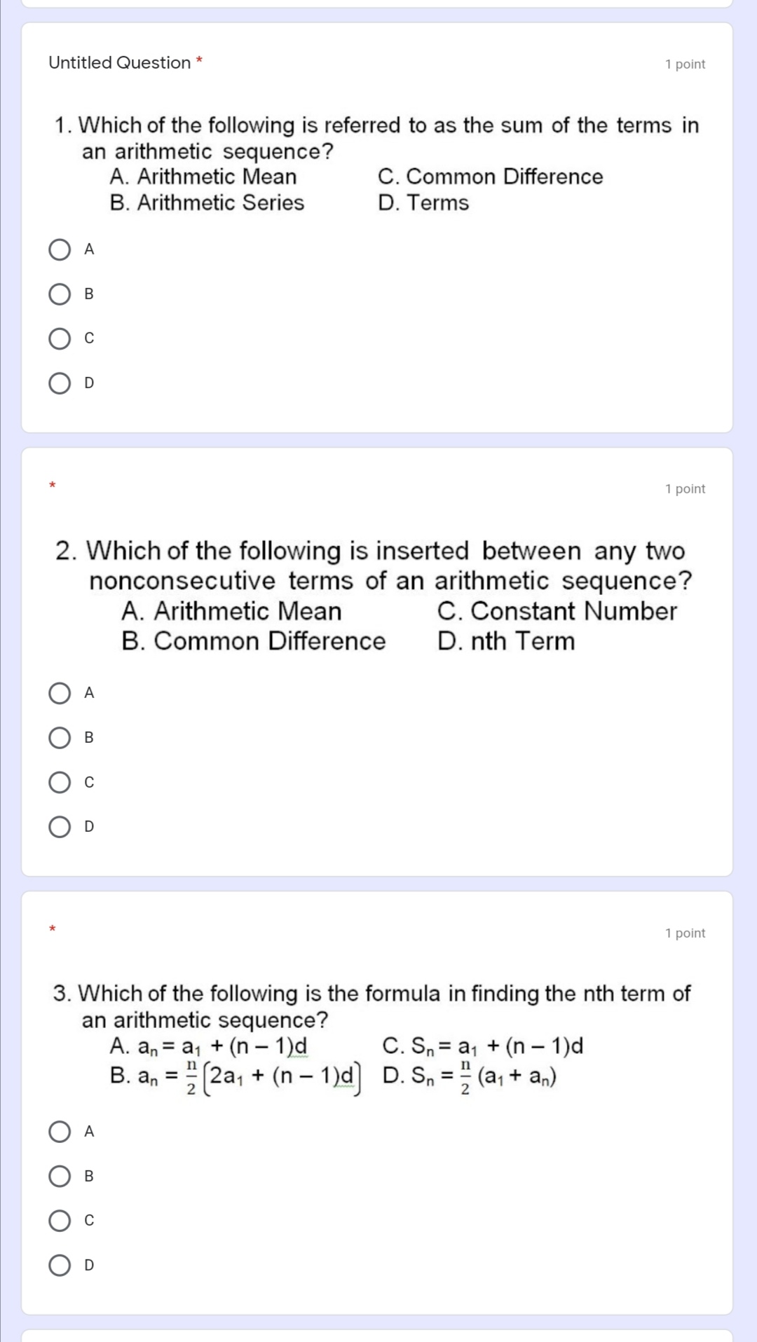 Untitled Question * 1 point 1. Which of the