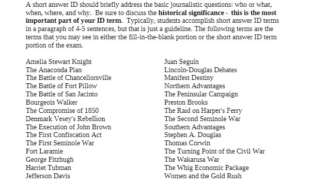 A short answer ID should briefly address the