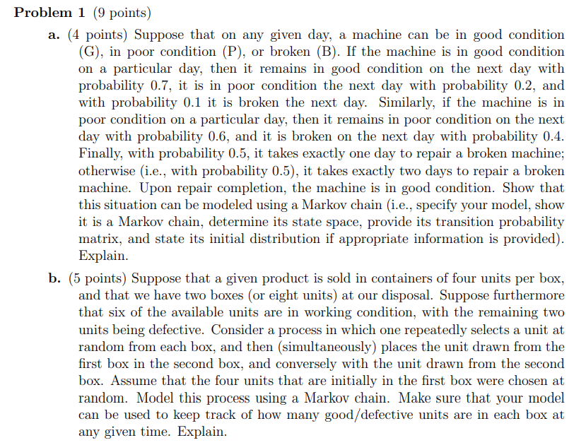 Problem 1 [9 points) a. [4 points) Suppose that