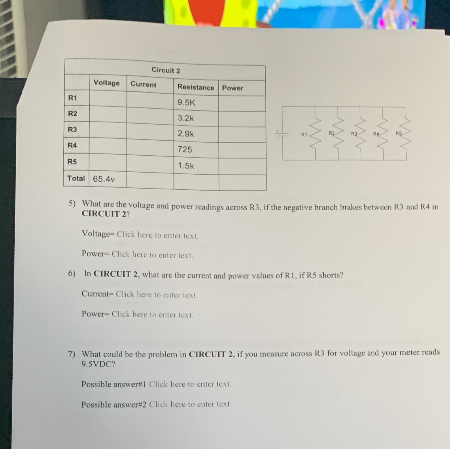 Parallel circuit review Circuit 2 Voltage Current