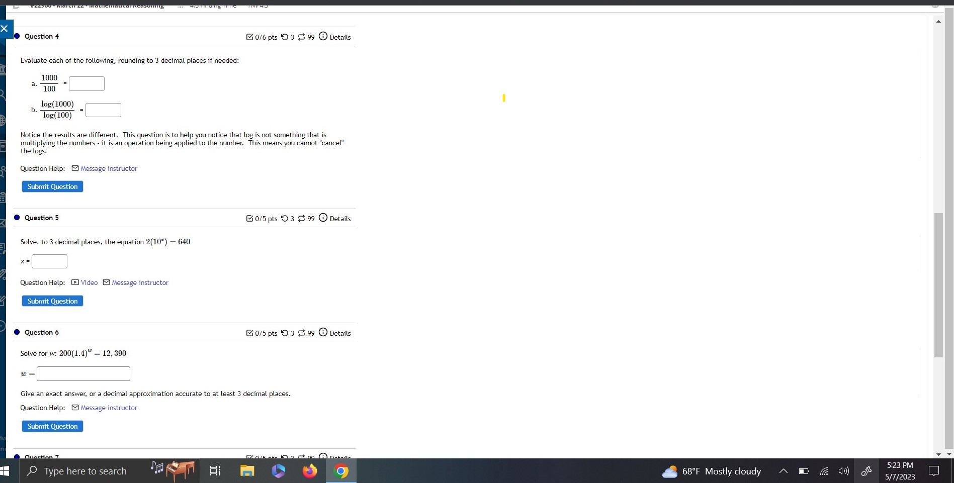 There are 7 questions here thank you Mathematical