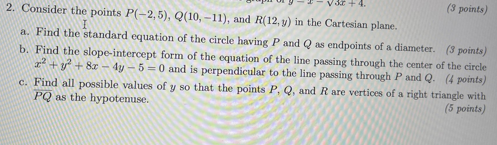 with detailed solution V 3x + 4. (3 points) 2.