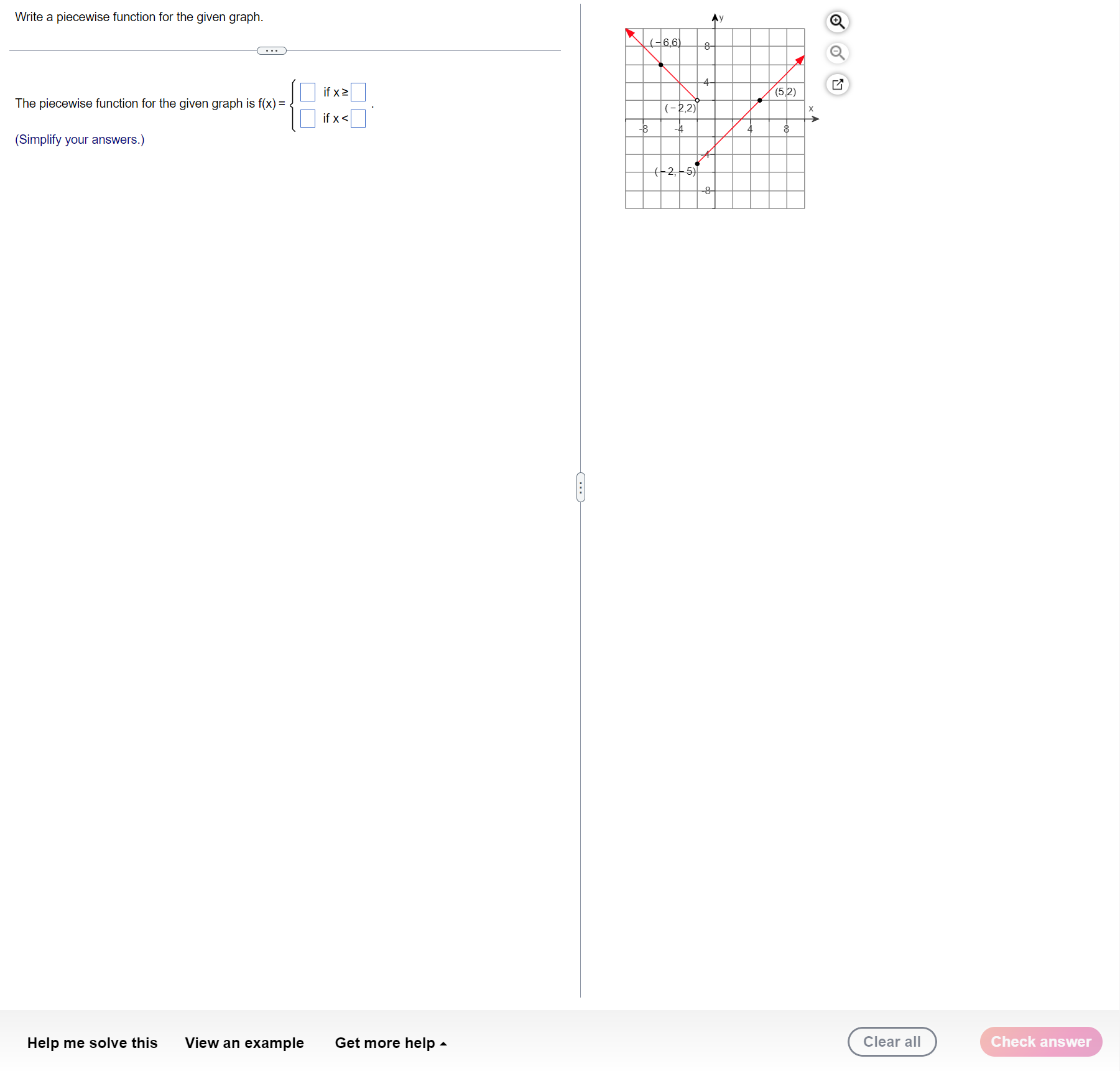 Write a piecewise function for the given graph.