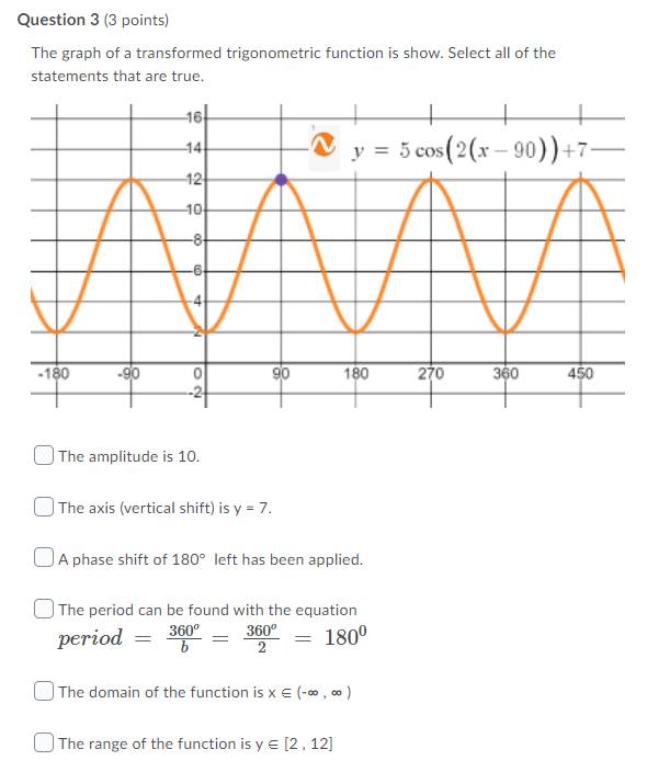 Question 1 {5 points) The graph of the following
