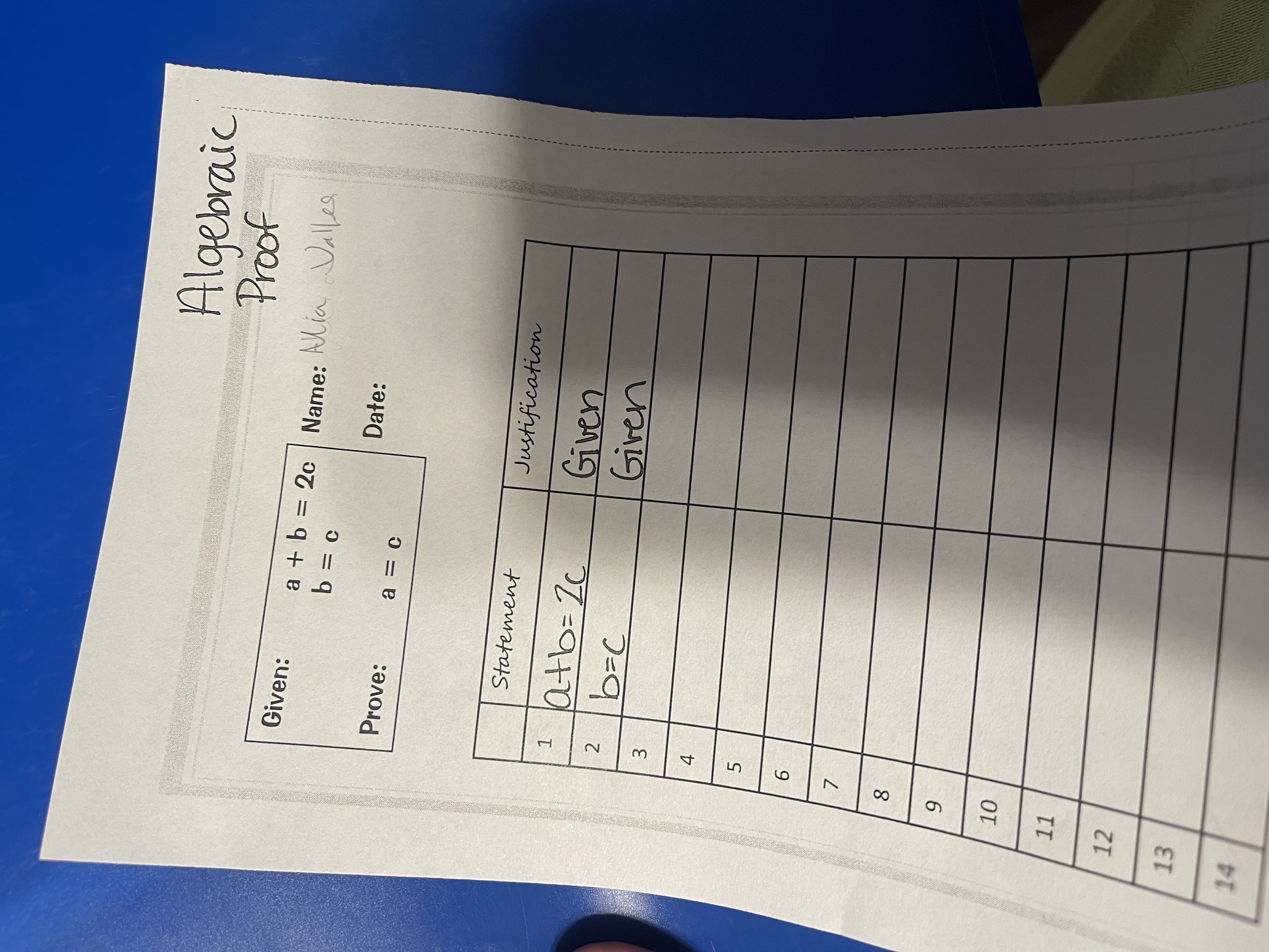 Given: m +n= p Name: Mia Valle's P = 3r m =