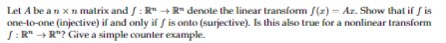 Lel A be a n x n matrix and / : R" + R" denole