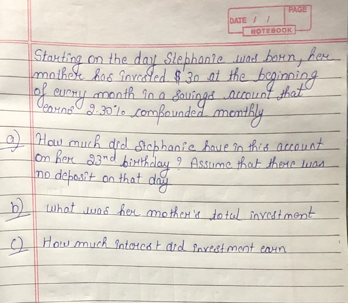 Starting on the day stephanie was born, her