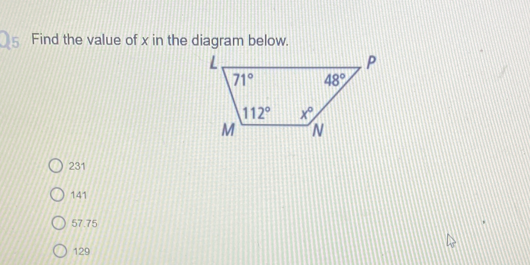 5 Find the value of x in the diagram below. 719