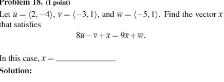 Problem 18. (1 point) Let u = (2, -4), v = (-3,