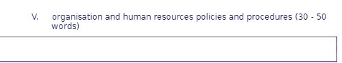 V. organisation and human resources policies and