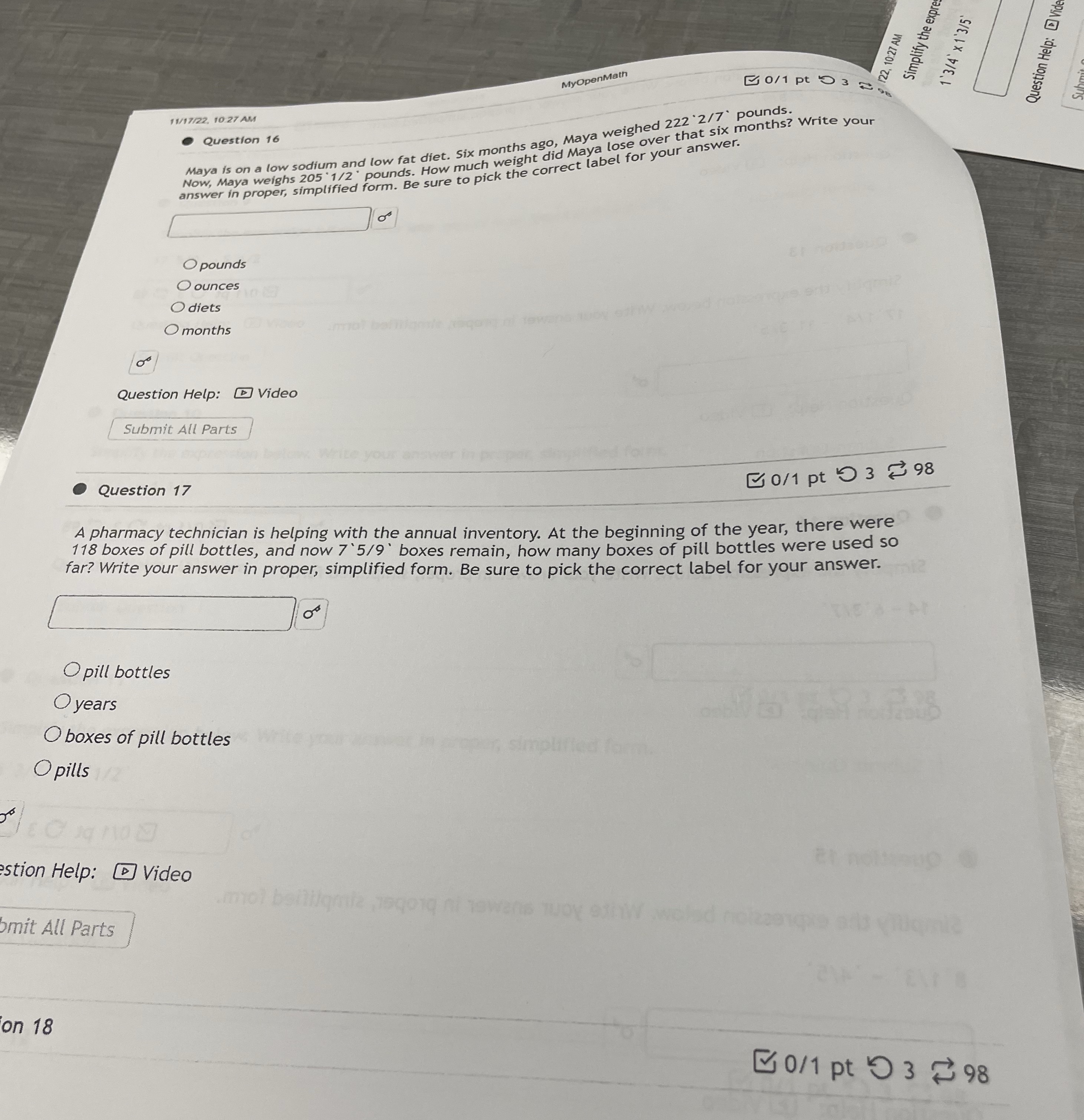 Math help please Simplify the expres 1 3/4 x