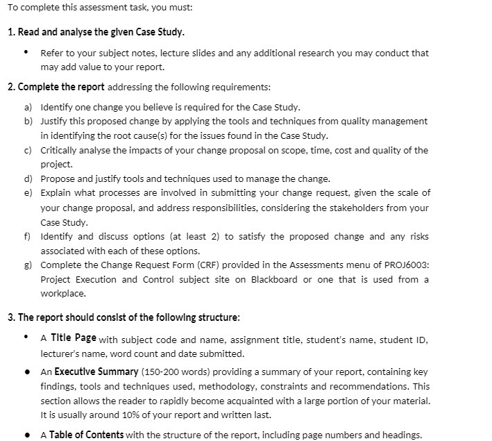 To complete this assessment task, you must: 1.