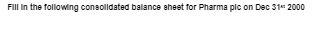 Fill In the following consolidated balance sheet