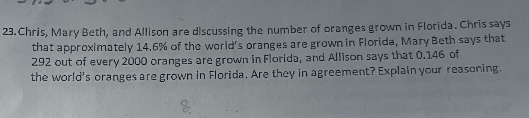 23. Chris, Mary Beth, and Allison are discussing