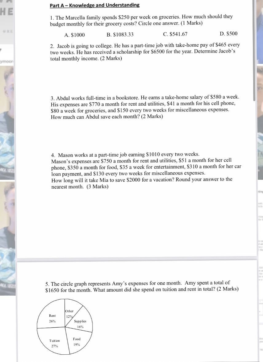 Maths 1" P: A- ed ride an 1. The Marcella family