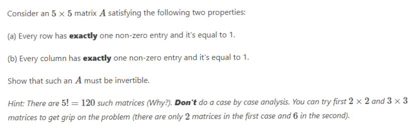 Consider an 5 x 5 matrix A satisfying the
