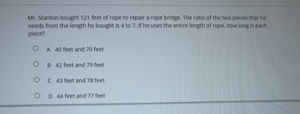 Mr. Stanton bought 121 feet of rope to repair a