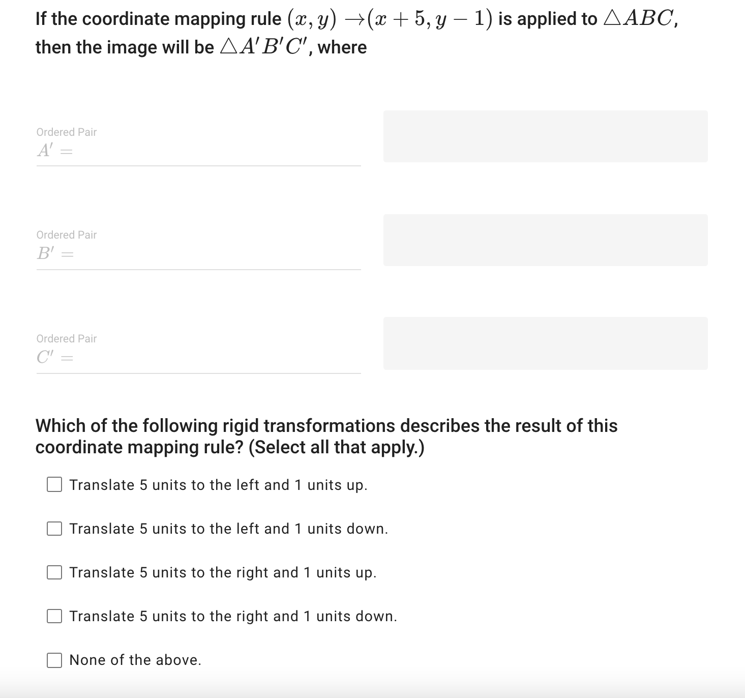 Please Help! If the coordinate mapping rule (m,