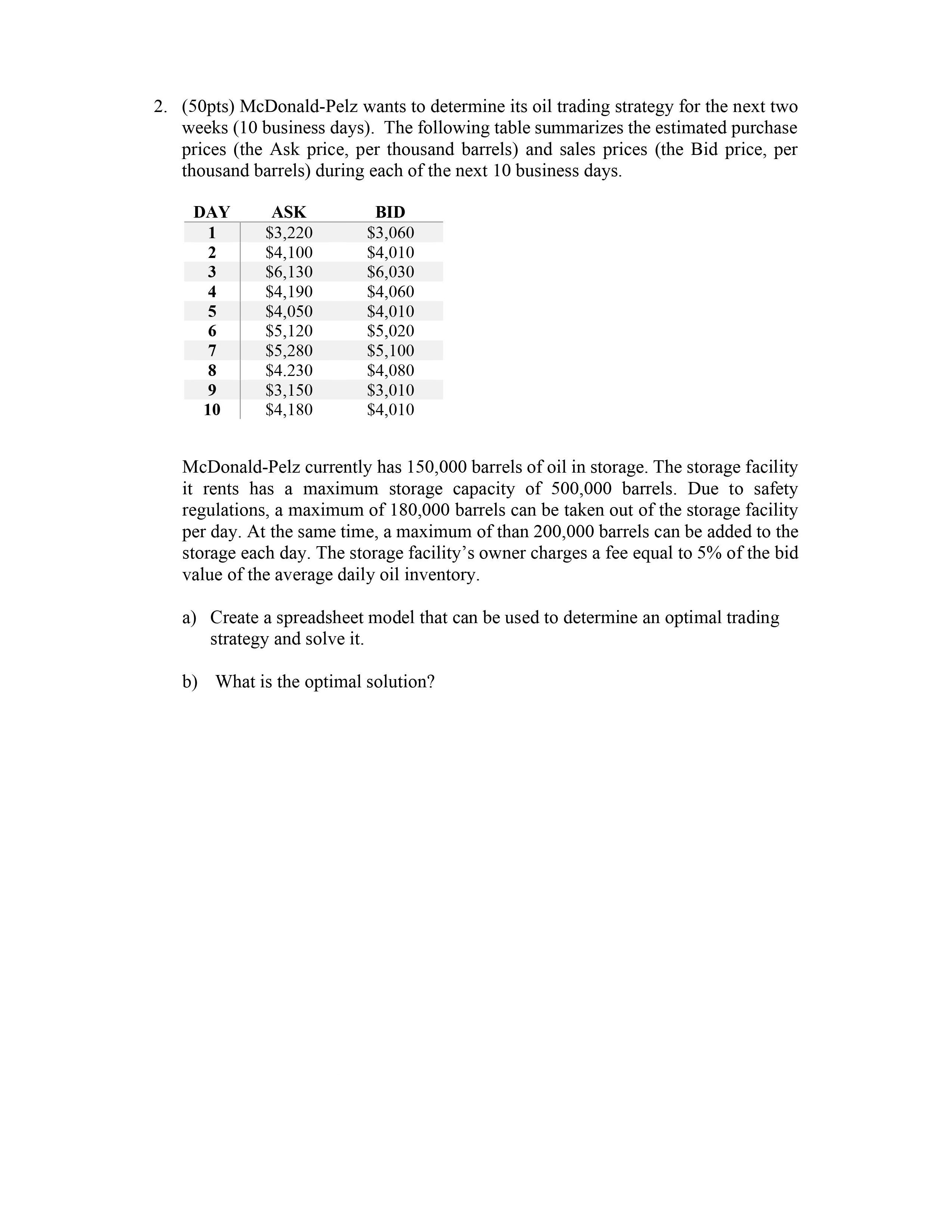 1. (50pts) Consider the following LP formulation: