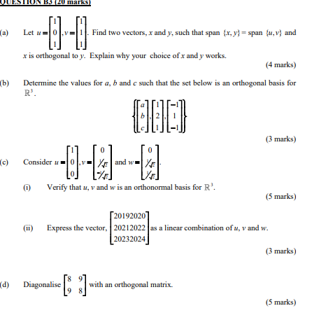QUESTION ES 20 marks (a) Let mezo style=