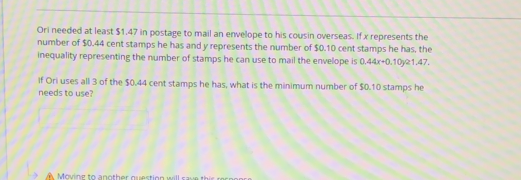 Helppp Ori needed at least $1.47 in postage to