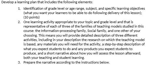 Develop a learning plan that includes the