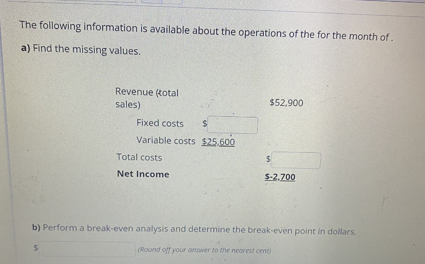 The following information is available about the