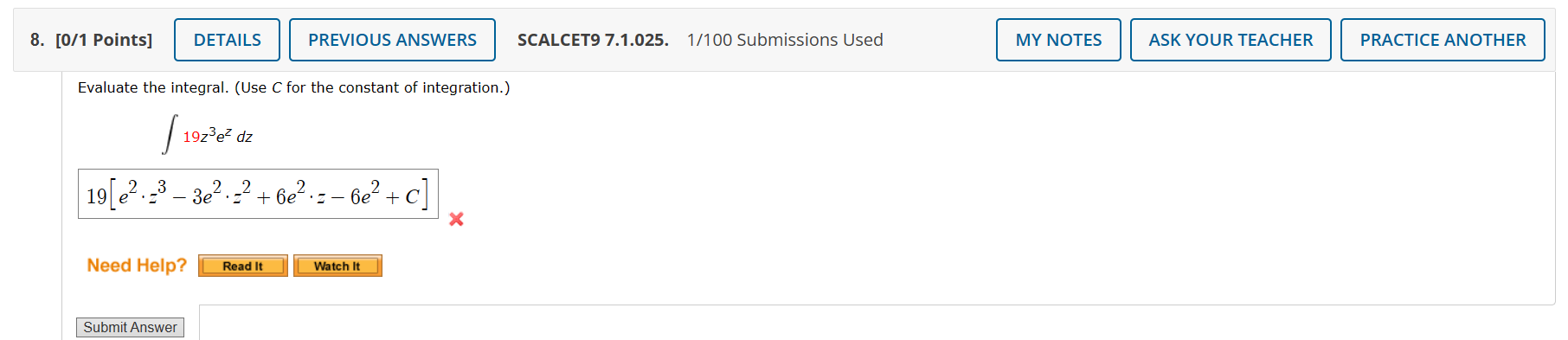 Calculus 2 Please type the Answer 2. [0/1 Points]