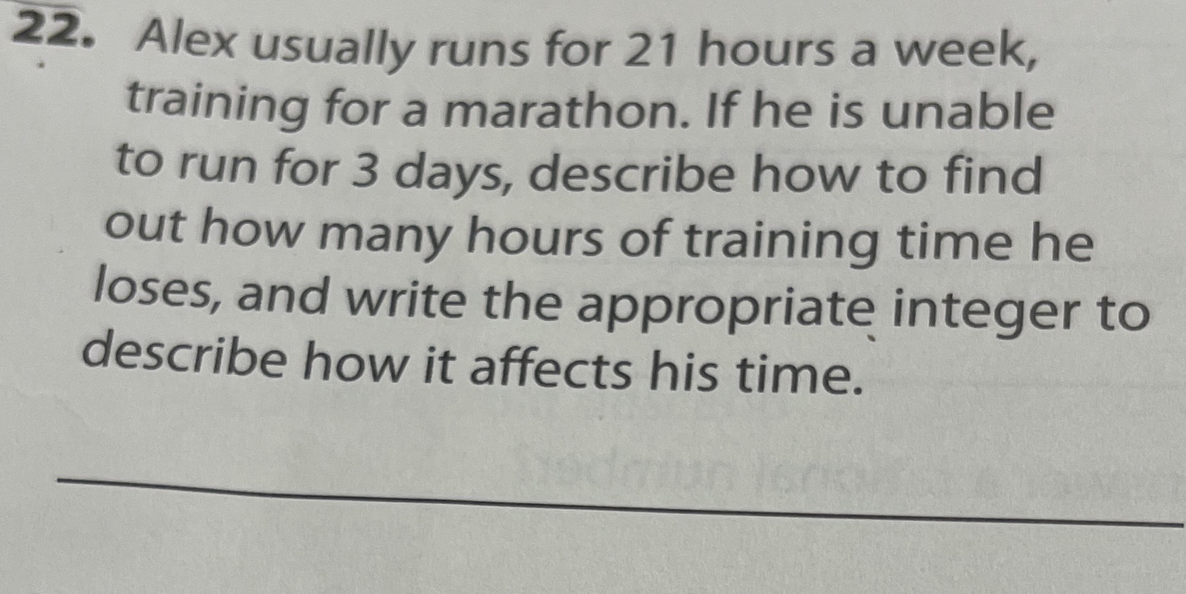 22. Alex usually runs for 21 hours a week,
