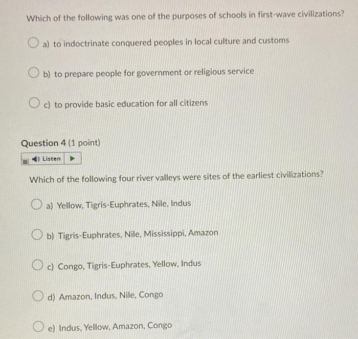 Which of the following was one of the purposes of