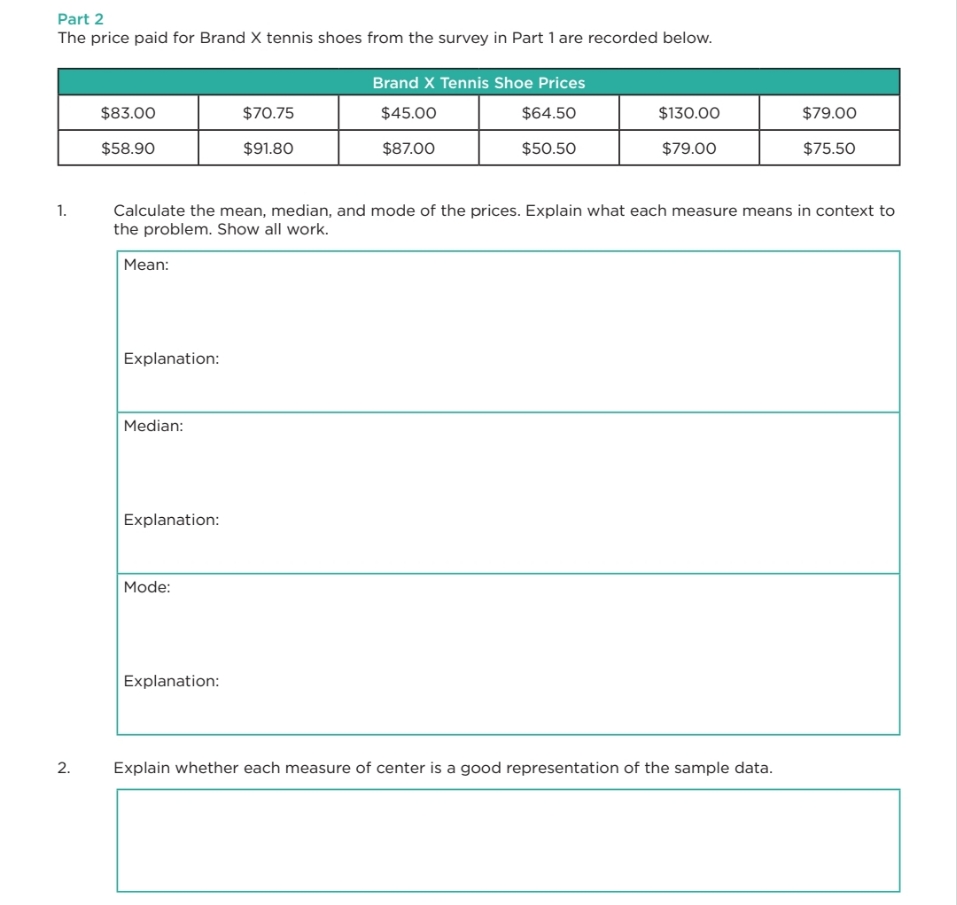 please help me out with this ? Part 2 The price