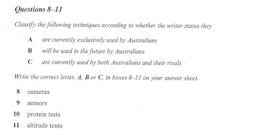 Questions 8-11 Classify the following techniques