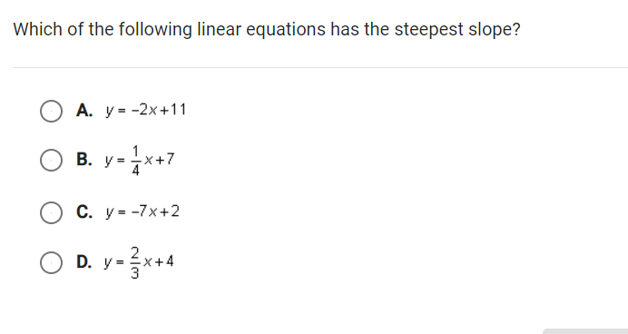 Which of the following linear equations has the
