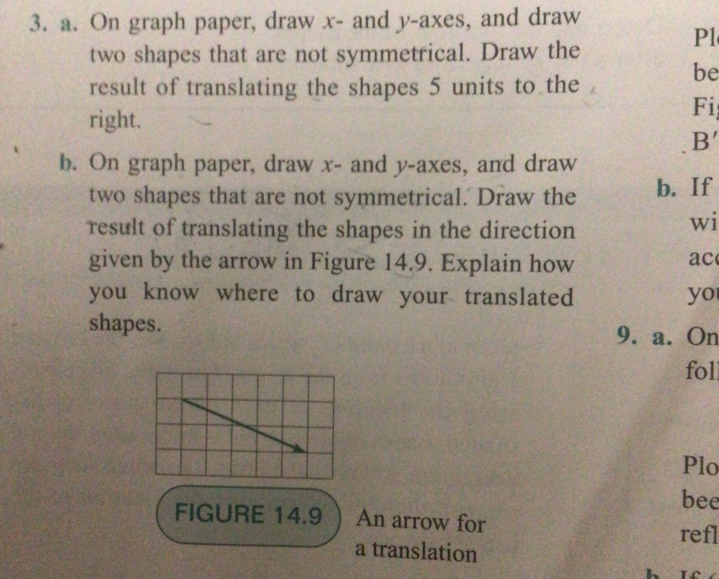 3. a. On graph paper, draw x- and y-axes, and
