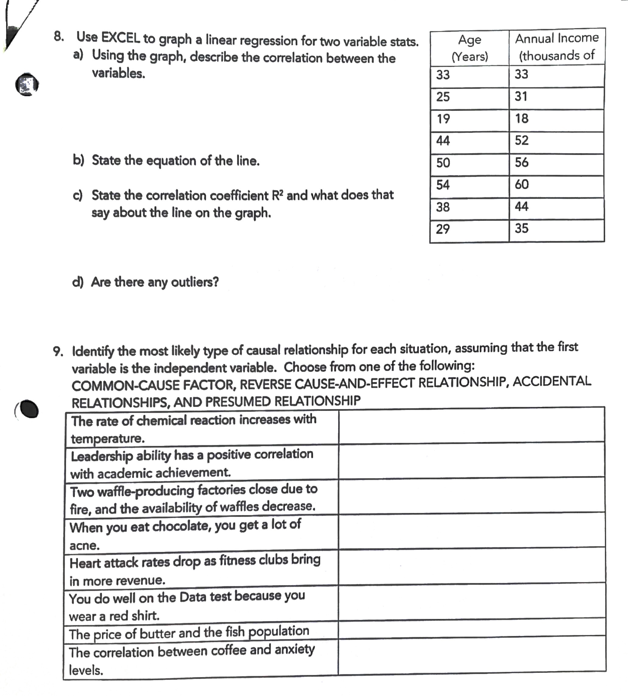 7. State the type of BIAS for each. SAMPLING