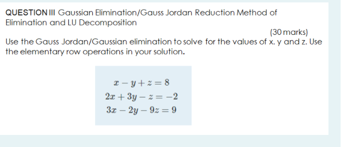 Solve asap QUESTION III Gaussian
