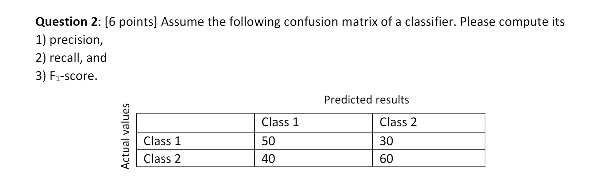 Question 2: [6 points] Assume the following